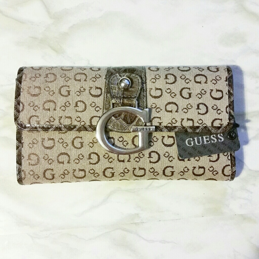 NEW Rare Vintage GUESS Monogram Alligator Wallet